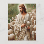 Jesus, der mit seinen Lämmern läuft Postkarte (Vorderseite)