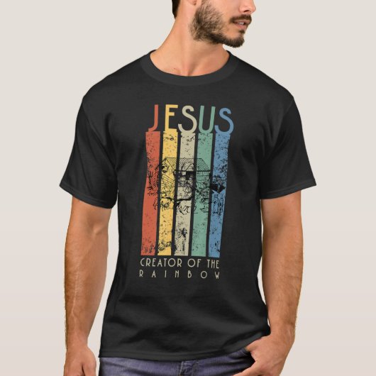 Jesus der Schöpfer der Regenbogennoah und der Arch T-Shirt (Vorderseite)