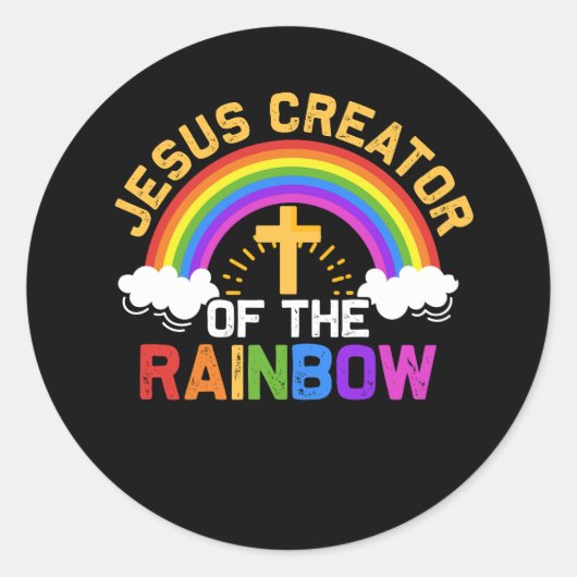 Jesus, der Schöpfer des Rainbow Faith Cross Chris Runder Aufkleber (Vorderseite)