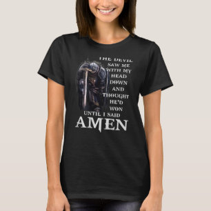 Jesus, der Teufel, sah mich mit meinem Kopf unten T-Shirt