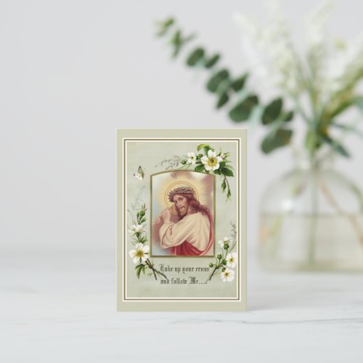 Jesus, der über das Gebet fährt, religiöse Heilige Visitenkarte (Stehend Vorderseite)