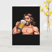 Jesus der ultimative Bier-Chugger _ Lustiger Chris Karte (Gelbe Blume)