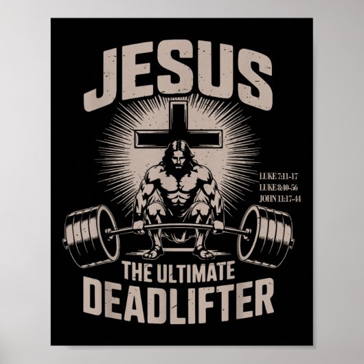 Jesus Der ultimative Deadlifter Muskel Kid Lustig  Poster (Vorne)