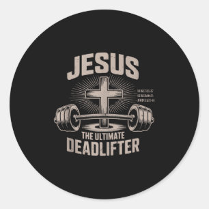 Jesus Der ultimative Deadlifter Muskel Kid Lustig Runder Aufkleber