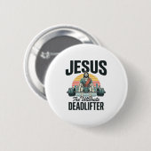 Jesus Der ultimative Deadlifter Vintage Button (Vorne & Hinten)