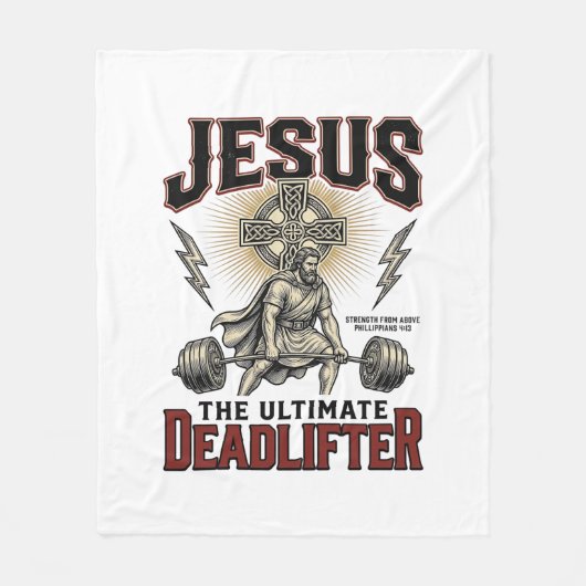 Jesus Der ultimative Deadlifter Vintage Christlich Fleecedecke (Vorderseite)