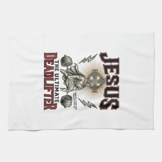 Jesus Der ultimative Deadlifter Vintage Christlich Geschirrtuch (Horizontal)