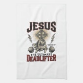 Jesus Der ultimative Deadlifter Vintage Christlich Geschirrtuch (Vertikal)