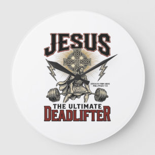 Jesus Der ultimative Deadlifter Vintage Christlich Große Wanduhr