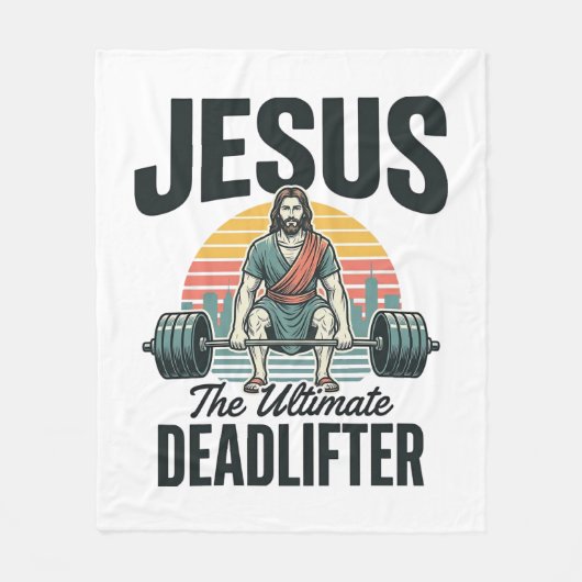 Jesus Der ultimative Deadlifter Vintage Fleecedecke (Vorderseite)