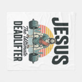 Jesus Der ultimative Deadlifter Vintage Fleecedecke (Vorderseite (Horizontal))