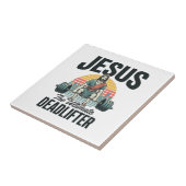 Jesus der ultimative Deadlifter Vintage Fliese (Seite)