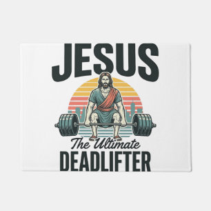 Jesus Der ultimative Deadlifter Vintage Fußmatte