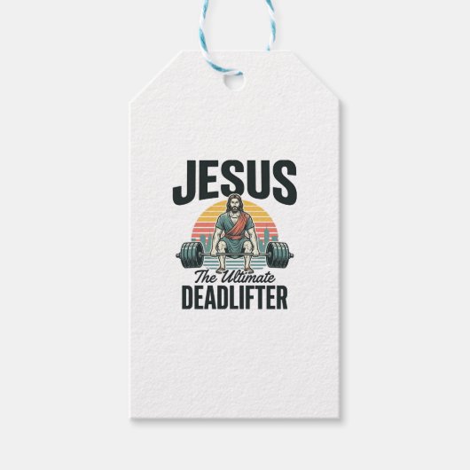 Jesus der ultimative Deadlifter Vintage Geschenkanhänger (Vorderseite)