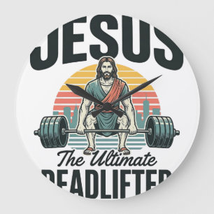 Jesus der ultimative Deadlifter Vintage Große Wanduhr