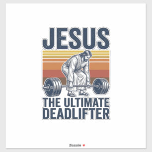 Jesus der ultimative Deadlifter Vintage Gym-Shirt_ Aufkleber