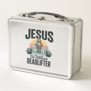 Jesus der ultimative Deadlifter Vintage Metall Brotdose