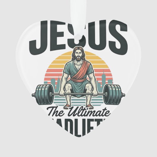 Jesus Der ultimative Deadlifter Vintage Ornament (Vorderseite)