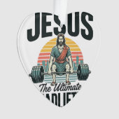 Jesus Der ultimative Deadlifter Vintage Ornament (Vorderseite)