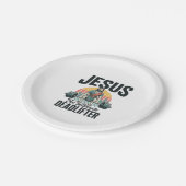 Jesus der ultimative Deadlifter Vintage Pappteller (Schrägansicht)