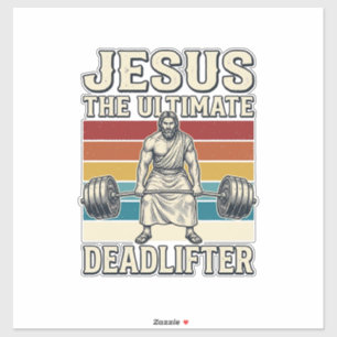 Jesus der ultimative Deadlifter Vintage-Vektordesi Aufkleber
