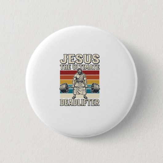 Jesus Der ultimative Deadlifter Vintage-Vektordesi Button (Vorderseite)