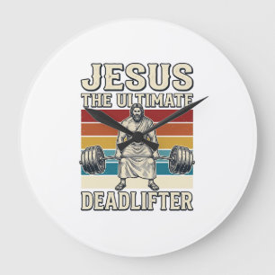 Jesus der ultimative Deadlifter Vintage-Vektordesi Große Wanduhr