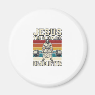 Jesus der ultimative Deadlifter Vintage-Vektordesi Magnet
