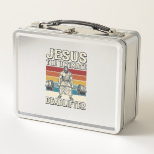 Jesus der ultimative Deadlifter Vintage-Vektordesi Metall Brotdose