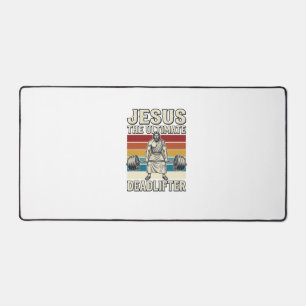 Jesus Der ultimative Deadlifter Vintage-Vektordesi Schreibtischunterlage