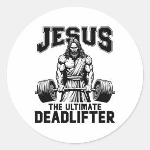 Jesus Der ultimative Kraftsportler Lustiger Christ Runder Aufkleber