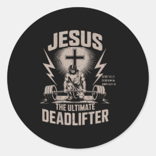 Jesus der ultimative Kraftsportler Lustiger christ Runder Aufkleber