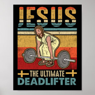 Jesus Der ultimative Kraftsportler Lustiges Traini Poster