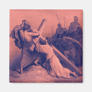 Jesus, der unter die Quer Bibel fällt Magnet