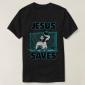Jesus der Wasserpolo Goalie Rette für Christus in T-Shirt (Design vorne)