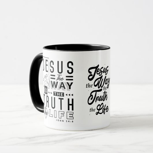Jesus der Weg, die Wahrheit, das Leben Johannes 14 Tasse (Vorderseite Links)