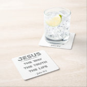 Jesus: Der Weg, die Wahrheit, das Leben Rechteckiger Pappuntersetzer (Vor Ort)