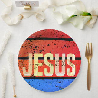 Jesus, Der Weg, Die Wahrheit, Das Leben Retro-Sonn Pappteller