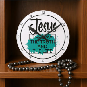 Jesus Der Weg Die Wahrheit Und Das Leben Grafik Runde Wanduhr