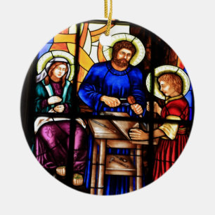 Jesus der Zimmermann Bleiglasfenster Keramik Ornament