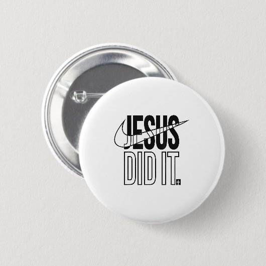 Jesus Did It Religious Cross Christian  Button (Vorne & Hinten)