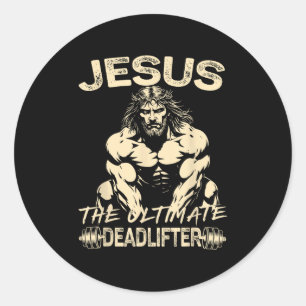 Jesus die ultimative Christliche Gymnastikpumpe C Runder Aufkleber