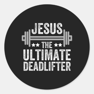 Jesus die ultimative Deadlifter T-Shirt-Fitness-Fi Runder Aufkleber