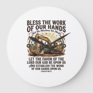 Jesus Diesel Mechaniker Schweres Gerät Shirt Glaub Große Wanduhr