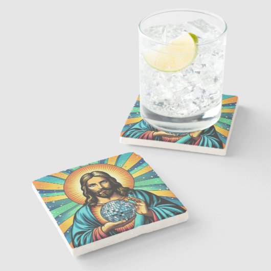 Jesus Disco Untersetzer! Steinuntersetzer (Seitenansicht)