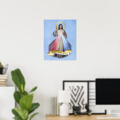 Jesus Divine Mercy Blue English Poster (Heimbüro)