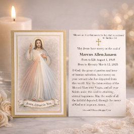 Jesus Divine Mercy Funeral Memorial Prayer Cards Visitenkarte