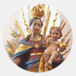 Jesus Dominion Pose Mother Mary Katholic Saint Runder Aufkleber