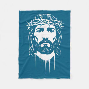Jesus Dornenkrone Porträt Glaube Bibelvers Fleecedecke