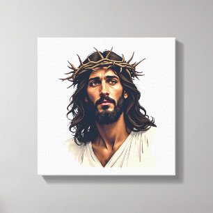 Jesus Dornenkronen-Shirt mit Vintage-Stich (1) Leinwanddruck